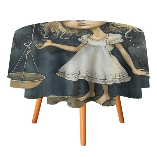 DWTJKMS Runde Tischdecke, Motiv: blondes Mädchen mit großen Augen, für Picknick, Dinner-Party, Dekoration, Sommer, Herbst, Outdoor, Kreisabdeckung, 91,4 x 91,4 cm, für Hochzeit, Geburtstag, Terrasse DWTJKMS Runde Tischdecke, Motiv: blondes Mädchen mit großen Augen, für Picknick, Dinner-Party, Dekoration, Sommer, Herbst, Outdoor, Kreisabdeckung, 91,4 x 91,4 cm, für Hochzeit, Geburtstag, Terrasse von DWTJKMS
