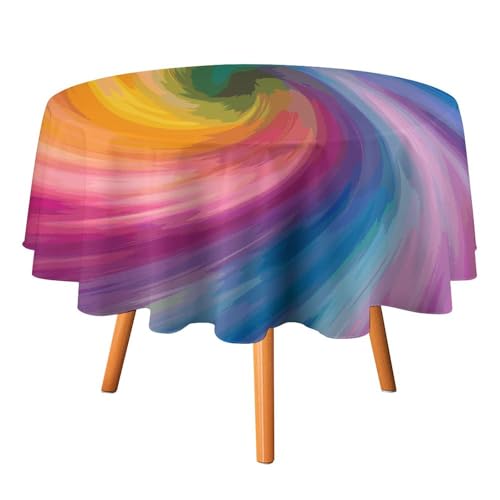 DWTJKMS Runde Tischdecke, Regenbogenfarben, Wirbel-Design, Picknick, Dinner-Party, Dekoration, Sommer, Herbst, Outdoor, Kreisabdeckung, 152,4 x 152,4 cm, für Hochzeit, Geburtstag, Terrasse, Party DWTJKMS Runde Tischdecke, Regenbogenfarben, Wirbel-Design, Picknick, Dinner-Party, Dekoration, Sommer, Herbst, Outdoor, Kreisabdeckung, 152,4 x 152,4 cm, für Hochzeit, Geburtstag, Terrasse, Party von DWTJKMS