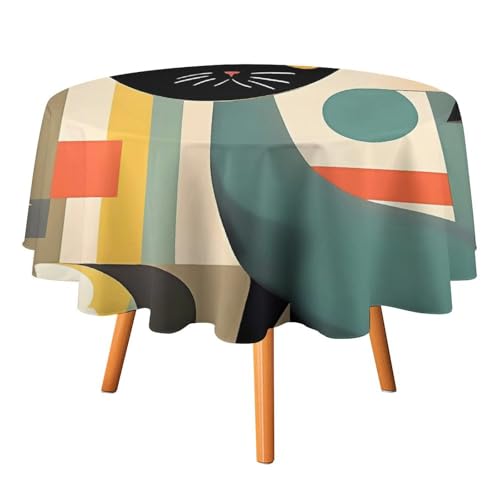 DWTJKMS Runde Tischdecke aus der Mitte des Jahrhunderts, moderne Kunst, Katze, Picknick, Abendessen, Party, Dekoration, Sommer, Herbst, Outdoor, Kreisabdeckung, 152,4 x 152,4 cm, für Hochzeit DWTJKMS Runde Tischdecke aus der Mitte des Jahrhunderts, moderne Kunst, Katze, Picknick, Abendessen, Party, Dekoration, Sommer, Herbst, Outdoor, Kreisabdeckung, 152,4 x 152,4 cm, für Hochzeit von DWTJKMS