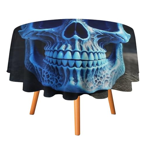 DWTJKMS Runde Tischdecke mit 3D-Druck, Motiv: blauer Totenkopf, Picknick, Dinner-Party, Dekoration, Tischdecken, Sommer, Herbst, Outdoor, Kreisabdeckung, 152,4 x 152,4 cm, für Hochzeit, Geburtstag DWTJKMS Runde Tischdecke mit 3D-Druck, Motiv: blauer Totenkopf, Picknick, Dinner-Party, Dekoration, Tischdecken, Sommer, Herbst, Outdoor, Kreisabdeckung, 152,4 x 152,4 cm, für Hochzeit, Geburtstag von DWTJKMS