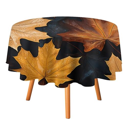 DWTJKMS Runde Tischdecke mit Ahornblatt-Kunstmalerei, Picknick, Dinner-Party, Dekoration, Tischdecken, Sommer, Herbst, Outdoor, Kreisabdeckung, 127 x 127 cm, für Hochzeit, Geburtstag, Terrasse, Party DWTJKMS Runde Tischdecke mit Ahornblatt-Kunstmalerei, Picknick, Dinner-Party, Dekoration, Tischdecken, Sommer, Herbst, Outdoor, Kreisabdeckung, 127 x 127 cm, für Hochzeit, Geburtstag, Terrasse, Party von DWTJKMS