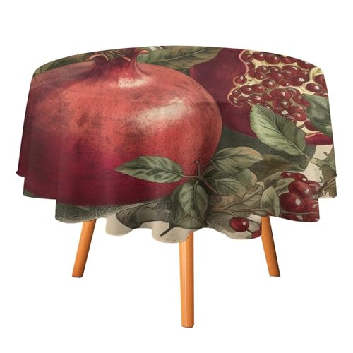 DWTJKMS Runde Tischdecke mit Beeren von Granatapfel für Picknick, Dinner-Party, Dekoration, für Sommer, Herbst, Outdoor, Kreis, 152,4 x 152,4 cm, für Hochzeit, Geburtstag, Terrasse, Party DWTJKMS Runde Tischdecke mit Beeren von Granatapfel für Picknick, Dinner-Party, Dekoration, für Sommer, Herbst, Outdoor, Kreis, 152,4 x 152,4 cm, für Hochzeit, Geburtstag, Terrasse, Party von DWTJKMS