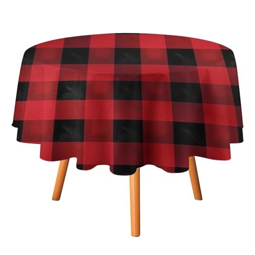 DWTJKMS Runde Tischdecke mit Büffelkaro, für Picknick, Dinner-Party, Dekoration, Sommer, Herbst, Outdoor, Kreis, 177,8 x 177,8 cm, für Hochzeit, Geburtstag, Terrasse, Party, Rot / Schwarz DWTJKMS Runde Tischdecke mit Büffelkaro, für Picknick, Dinner-Party, Dekoration, Sommer, Herbst, Outdoor, Kreis, 177,8 x 177,8 cm, für Hochzeit, Geburtstag, Terrasse, Party, Rot / Schwarz von DWTJKMS