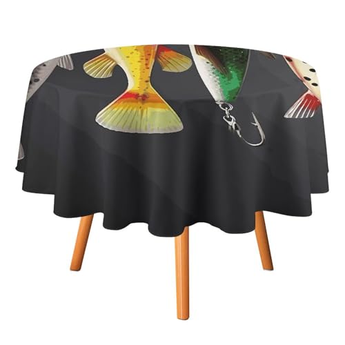 DWTJKMS Runde Tischdecke mit Fischködern, für Picknick, Abendessen, Party, Dekoration, Sommer, Herbst, Outdoor, Kreis, 178 x 177,8 cm, für Hochzeit, Geburtstag, Terrasse, Party DWTJKMS Runde Tischdecke mit Fischködern, für Picknick, Abendessen, Party, Dekoration, Sommer, Herbst, Outdoor, Kreis, 178 x 177,8 cm, für Hochzeit, Geburtstag, Terrasse, Party von DWTJKMS