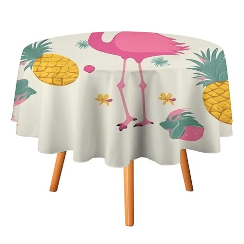 DWTJKMS Runde Tischdecke mit Flamingo und Ananas, für Picknick, Abendessen, Party, Dekoration, Sommer, Herbst, Outdoor, Kreisabdeckung, 152,4 x 152,4 cm, für Hochzeit, Geburtstag, Terrasse, Party DWTJKMS Runde Tischdecke mit Flamingo und Ananas, für Picknick, Abendessen, Party, Dekoration, Sommer, Herbst, Outdoor, Kreisabdeckung, 152,4 x 152,4 cm, für Hochzeit, Geburtstag, Terrasse, Party von DWTJKMS