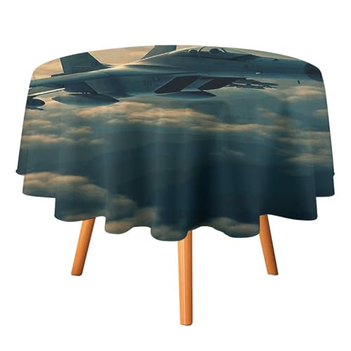 DWTJKMS Runde Tischdecke mit Flugzeugkampfjets, Picknick, Dinner-Party, Dekoration, Tischdecken, Sommer, Herbst, Outdoor, Kreisabdeckung, 127 x 127 cm, für Hochzeit, Geburtstag, Terrasse, Party DWTJKMS Runde Tischdecke mit Flugzeugkampfjets, Picknick, Dinner-Party, Dekoration, Tischdecken, Sommer, Herbst, Outdoor, Kreisabdeckung, 127 x 127 cm, für Hochzeit, Geburtstag, Terrasse, Party von DWTJKMS