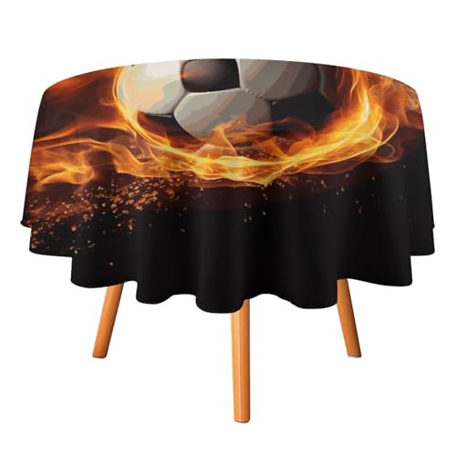 DWTJKMS Runde Tischdecke mit Fußball-Flamme, für Picknick, Dinner-Party, Dekoration, Sommer, Herbst, Outdoor, Kreisabdeckung, 177,8 x 177,8 cm, für Hochzeit, Geburtstag, Terrasse, Party DWTJKMS Runde Tischdecke mit Fußball-Flamme, für Picknick, Dinner-Party, Dekoration, Sommer, Herbst, Outdoor, Kreisabdeckung, 177,8 x 177,8 cm, für Hochzeit, Geburtstag, Terrasse, Party von DWTJKMS