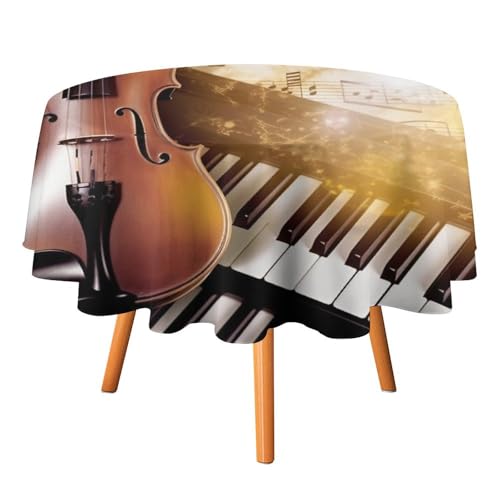 DWTJKMS Runde Tischdecke mit Klavier- und Violinen, für Picknick, Dinner-Party, Dekoration, für Sommer, Herbst, Outdoor, Kreisabdeckung, 178 x 177,8 cm, für Hochzeit, Geburtstag, Terrasse, Party DWTJKMS Runde Tischdecke mit Klavier- und Violinen, für Picknick, Dinner-Party, Dekoration, für Sommer, Herbst, Outdoor, Kreisabdeckung, 178 x 177,8 cm, für Hochzeit, Geburtstag, Terrasse, Party von DWTJKMS