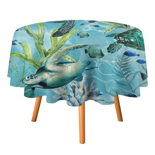 DWTJKMS Runde Tischdecke mit Meeresschildkröte, für Picknick, Dinner-Party, Dekoration, Sommer, Herbst, Outdoor, Kreisabdeckung, 91,4 x 91,4 cm, für Hochzeit, Geburtstag, Terrasse, Party DWTJKMS Runde Tischdecke mit Meeresschildkröte, für Picknick, Dinner-Party, Dekoration, Sommer, Herbst, Outdoor, Kreisabdeckung, 91,4 x 91,4 cm, für Hochzeit, Geburtstag, Terrasse, Party von DWTJKMS