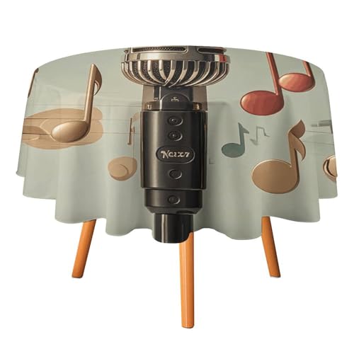 DWTJKMS Runde Tischdecke mit Mikrofon mit Musiknote, Picknick, Dinner-Party, Dekoration, Tischdecken, Sommer, Herbst, Outdoor, Kreisabdeckung, 91,4 x 91,4 cm, für Hochzeit, Geburtstag, Terrasse, Party DWTJKMS Runde Tischdecke mit Mikrofon mit Musiknote, Picknick, Dinner-Party, Dekoration, Tischdecken, Sommer, Herbst, Outdoor, Kreisabdeckung, 91,4 x 91,4 cm, für Hochzeit, Geburtstag, Terrasse, Party von DWTJKMS