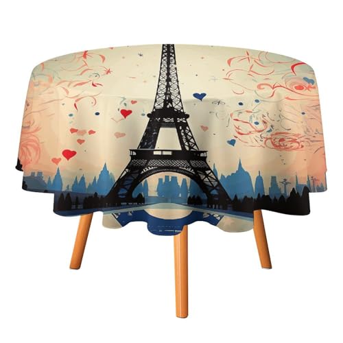 DWTJKMS Runde Tischdecke mit Paris-Muster, Picknick, Dinner-Party, Dekoration, Tischdecken, Sommer, Herbst, Outdoor, Kreisabdeckung, 91,4 x 91,4 cm, für Hochzeit, Geburtstag, Terrasse, Party DWTJKMS Runde Tischdecke mit Paris-Muster, Picknick, Dinner-Party, Dekoration, Tischdecken, Sommer, Herbst, Outdoor, Kreisabdeckung, 91,4 x 91,4 cm, für Hochzeit, Geburtstag, Terrasse, Party von DWTJKMS