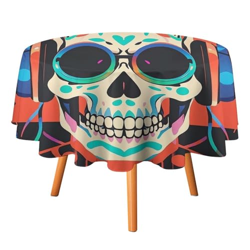 DWTJKMS Runde Tischdecke mit Punk-Rock-Kopfhörern, für Picknick, Dinner-Party, Dekoration, Sommer, Herbst, Outdoor, Kreisabdeckung, 91,4 x 91,4 cm, für Hochzeit, Geburtstag, Terrasse, Party DWTJKMS Runde Tischdecke mit Punk-Rock-Kopfhörern, für Picknick, Dinner-Party, Dekoration, Sommer, Herbst, Outdoor, Kreisabdeckung, 91,4 x 91,4 cm, für Hochzeit, Geburtstag, Terrasse, Party von DWTJKMS