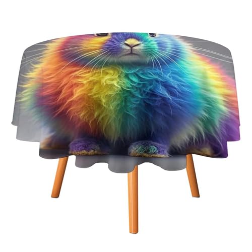 DWTJKMS Runde Tischdecke mit Regenbogen-Kaninchen, für Picknick, Dinner-Party, Dekoration, Sommer, Herbst, Outdoor, Kreisabdeckung, 177,8 x 177,8 cm, für Hochzeit, Geburtstag, Terrasse, Party DWTJKMS Runde Tischdecke mit Regenbogen-Kaninchen, für Picknick, Dinner-Party, Dekoration, Sommer, Herbst, Outdoor, Kreisabdeckung, 177,8 x 177,8 cm, für Hochzeit, Geburtstag, Terrasse, Party von DWTJKMS
