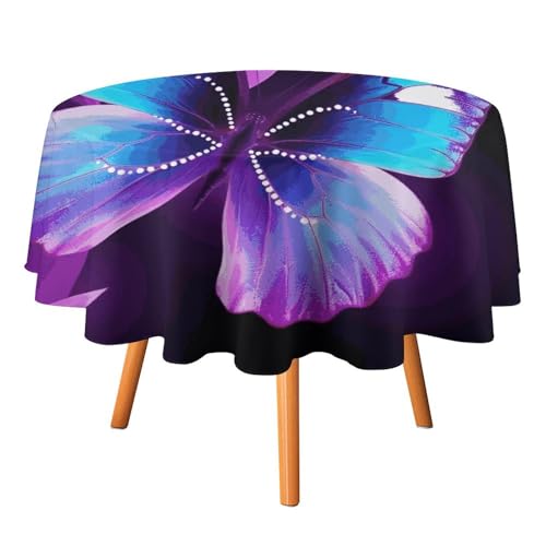 DWTJKMS Runde Tischdecke mit Schmetterlingen, für Picknick, Dinner-Party, Dekoration, Sommer, Herbst, Outdoor, Kreisabdeckung, 127 x 127 cm, für Hochzeit, Geburtstag, Terrasse, Party DWTJKMS Runde Tischdecke mit Schmetterlingen, für Picknick, Dinner-Party, Dekoration, Sommer, Herbst, Outdoor, Kreisabdeckung, 127 x 127 cm, für Hochzeit, Geburtstag, Terrasse, Party von DWTJKMS