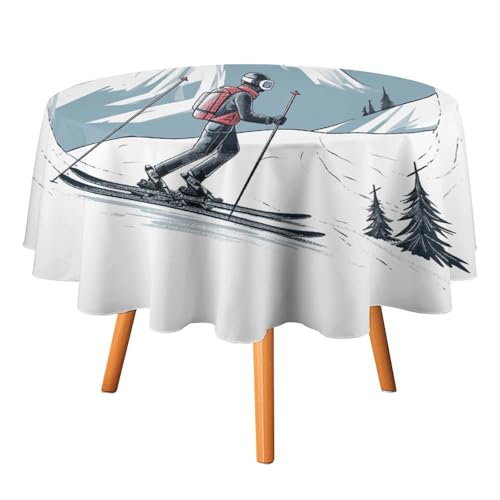 DWTJKMS Runde Tischdecke mit Ski-Thema, Picknick, Dinner-Party, Dekoration, Tischdecken, Sommer, Herbst, Outdoor, Kreis, Abdeckung, 177,8 x 177,8 cm, für Hochzeit, Geburtstag, Terrasse, Party DWTJKMS Runde Tischdecke mit Ski-Thema, Picknick, Dinner-Party, Dekoration, Tischdecken, Sommer, Herbst, Outdoor, Kreis, Abdeckung, 177,8 x 177,8 cm, für Hochzeit, Geburtstag, Terrasse, Party von DWTJKMS