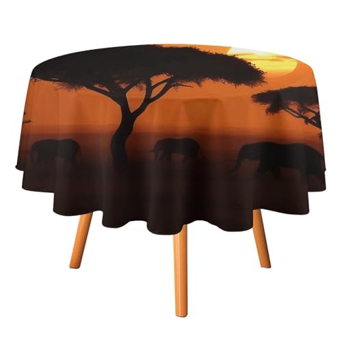 DWTJKMS Runde Tischdecke mit Sonnenuntergang, afrikanische Savanne, Picknick, Abendessen, Party, Dekoration, Sommer, Herbst, Outdoor, Kreisabdeckung, 91,4 x 91,4 cm, für Hochzeit, Geburtstag, Terrasse DWTJKMS Runde Tischdecke mit Sonnenuntergang, afrikanische Savanne, Picknick, Abendessen, Party, Dekoration, Sommer, Herbst, Outdoor, Kreisabdeckung, 91,4 x 91,4 cm, für Hochzeit, Geburtstag, Terrasse von DWTJKMS