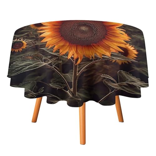 DWTJKMS Runde Tischdecke mit Sonnenuntergang und Sonnenblume, für Picknick, Abendessen, Party, Dekoration, Sommer, Herbst, Outdoor, Kreisabdeckung, 127 x 127 cm, für Hochzeit, Geburtstag, Terrasse DWTJKMS Runde Tischdecke mit Sonnenuntergang und Sonnenblume, für Picknick, Abendessen, Party, Dekoration, Sommer, Herbst, Outdoor, Kreisabdeckung, 127 x 127 cm, für Hochzeit, Geburtstag, Terrasse von DWTJKMS