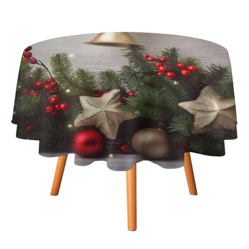DWTJKMS Runde Tischdecke mit Weihnachtsbaum und Glocken, für Picknick, Abendessen, Party, Dekoration, Sommer, Herbst, Outdoor, Kreisabdeckung, 178 x 177,8 cm, für Hochzeit, Geburtstag, Terrasse, Party DWTJKMS Runde Tischdecke mit Weihnachtsbaum und Glocken, für Picknick, Abendessen, Party, Dekoration, Sommer, Herbst, Outdoor, Kreisabdeckung, 178 x 177,8 cm, für Hochzeit, Geburtstag, Terrasse, Party von DWTJKMS