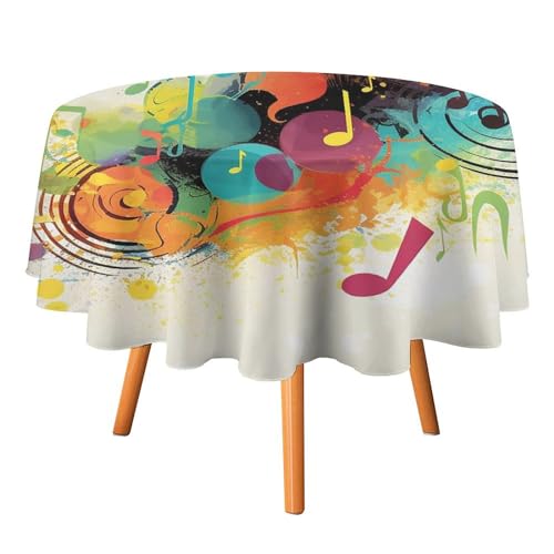 DWTJKMS Runde Tischdecke mit abstraktem Musik-Thema, Picknick, Dinner-Party, Dekoration, Tischdecken, Sommer, Herbst, Outdoor, Kreisabdeckung, 91,4 x 91,4 cm, für Hochzeit, Geburtstag, Terrasse, Party DWTJKMS Runde Tischdecke mit abstraktem Musik-Thema, Picknick, Dinner-Party, Dekoration, Tischdecken, Sommer, Herbst, Outdoor, Kreisabdeckung, 91,4 x 91,4 cm, für Hochzeit, Geburtstag, Terrasse, Party von DWTJKMS