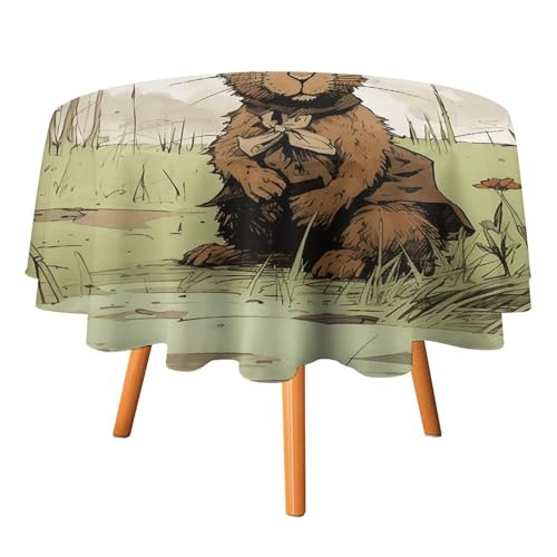 DWTJKMS Runde Tischdecke mit braunem Kaninchen, für Picknick, Dinner-Party, Dekoration, für Sommer, Herbst, Outdoor, Kreisabdeckung, 178 x 177,8 cm, für Hochzeit, Geburtstag, Terrasse, Party DWTJKMS Runde Tischdecke mit braunem Kaninchen, für Picknick, Dinner-Party, Dekoration, für Sommer, Herbst, Outdoor, Kreisabdeckung, 178 x 177,8 cm, für Hochzeit, Geburtstag, Terrasse, Party von DWTJKMS