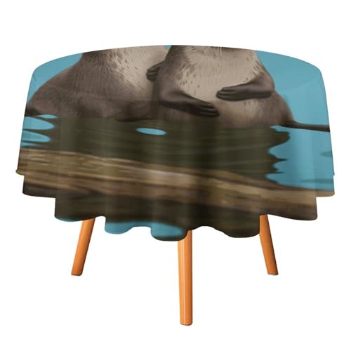 DWTJKMS Runde Tischdecke mit niedlichen Ottern, für Picknick, Dinner-Party, Dekoration, Sommer, Herbst, Outdoor, Kreisabdeckung, 91,4 x 91,4 cm, für Hochzeit, Geburtstag, Terrasse, Party DWTJKMS Runde Tischdecke mit niedlichen Ottern, für Picknick, Dinner-Party, Dekoration, Sommer, Herbst, Outdoor, Kreisabdeckung, 91,4 x 91,4 cm, für Hochzeit, Geburtstag, Terrasse, Party von DWTJKMS