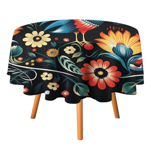 DWTJKMS Runde Tischdecke mit polnischem Volkskunst-Muster, Picknick, Dinner-Party, Dekoration, Tischdecken, Sommer, Herbst, Outdoor, Kreisabdeckung, 127 x 127 cm, für Hochzeit, Geburtstag, Terrasse DWTJKMS Runde Tischdecke mit polnischem Volkskunst-Muster, Picknick, Dinner-Party, Dekoration, Tischdecken, Sommer, Herbst, Outdoor, Kreisabdeckung, 127 x 127 cm, für Hochzeit, Geburtstag, Terrasse von DWTJKMS