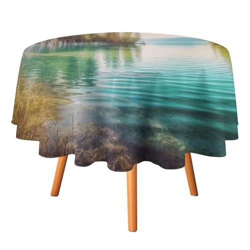 DWTJKMS Runde Tischdecke mit sauberem Wasser und Seenlandschaft, Picknick, Dinner-Party, Dekoration, Tischdecken, Sommer, Herbst, Outdoor, Kreisabdeckung, 127 x 127 cm, für Hochzeit, Geburtstag DWTJKMS Runde Tischdecke mit sauberem Wasser und Seenlandschaft, Picknick, Dinner-Party, Dekoration, Tischdecken, Sommer, Herbst, Outdoor, Kreisabdeckung, 127 x 127 cm, für Hochzeit, Geburtstag von DWTJKMS