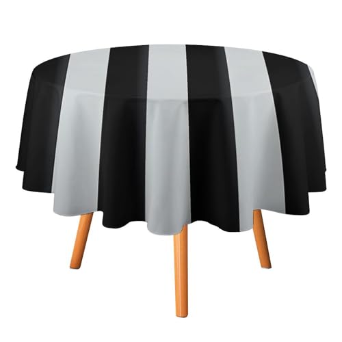 DWTJKMS Runde Tischdecke mit schwarz-weißen Streifen, für Picknick, Dinner-Party, Dekoration, Sommer, Herbst, Outdoor, Kreisabdeckung, 152,4 x 152,4 cm, für Hochzeit, Geburtstag, Terrasse, Party DWTJKMS Runde Tischdecke mit schwarz-weißen Streifen, für Picknick, Dinner-Party, Dekoration, Sommer, Herbst, Outdoor, Kreisabdeckung, 152,4 x 152,4 cm, für Hochzeit, Geburtstag, Terrasse, Party von DWTJKMS