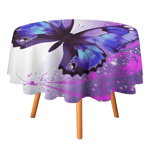 DWTJKMS Runde Tischdecke mit violetten Schmetterlingen, für Picknick, Dinner-Party, Dekoration, Sommer, Herbst, Outdoor, Kreisabdeckung, 127 x 127 cm, für Hochzeit, Geburtstag, Terrasse, Party DWTJKMS Runde Tischdecke mit violetten Schmetterlingen, für Picknick, Dinner-Party, Dekoration, Sommer, Herbst, Outdoor, Kreisabdeckung, 127 x 127 cm, für Hochzeit, Geburtstag, Terrasse, Party von DWTJKMS