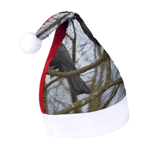 DWTJKMS Schwarze Krähenvögel, Weihnachtsmannmütze, klassische Fell-Weihnachtsmütze, dicke Weihnachtsmütze mit Pailletten, lustige Wintermütze DWTJKMS Schwarze Krähenvögel, Weihnachtsmannmütze, klassische Fell-Weihnachtsmütze, dicke Weihnachtsmütze mit Pailletten, lustige Wintermütze von DWTJKMS