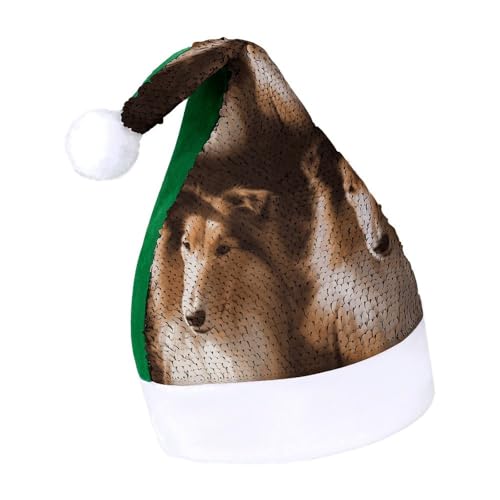 DWTJKMS Shelties Weihnachtsmannmütze, klassische Fell-Weihnachtsmütze, dick, mit Pailletten, lustige Wintermütze DWTJKMS Shelties Weihnachtsmannmütze, klassische Fell-Weihnachtsmütze, dick, mit Pailletten, lustige Wintermütze von DWTJKMS
