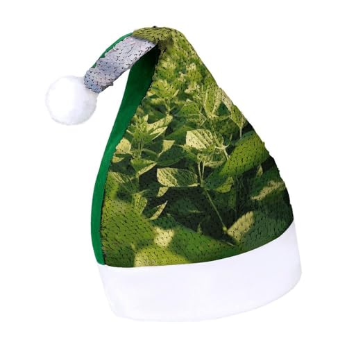 DWTJKMS Sojabohnenfeld-Weihnachtsmannmütze, klassische Fell-Weihnachtsmütze, dicke Weihnachtsmütze mit Pailletten, lustige Wintermütze DWTJKMS Sojabohnenfeld-Weihnachtsmannmütze, klassische Fell-Weihnachtsmütze, dicke Weihnachtsmütze mit Pailletten, lustige Wintermütze von DWTJKMS