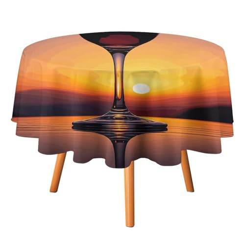 DWTJKMS Sonnenuntergangs-Weinglas-Tischdecke, rund, für Picknick, Dinner-Party, Dekoration, Sommer, Herbst, Outdoor, kreisförmige Abdeckung, 152,4 x 152,4 cm, für Hochzeit, Geburtstag, Terrasse, Party DWTJKMS Sonnenuntergangs-Weinglas-Tischdecke, rund, für Picknick, Dinner-Party, Dekoration, Sommer, Herbst, Outdoor, kreisförmige Abdeckung, 152,4 x 152,4 cm, für Hochzeit, Geburtstag, Terrasse, Party von DWTJKMS