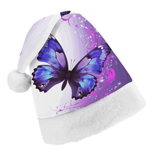 DWTJKMS Weihnachtsmannmütze, Weihnachtsfeier, Geschenk, Hüte, Weihnachten, Urlaub, Uni, violetter Schmetterling, Weihnachtsmütze, Partyhut DWTJKMS Weihnachtsmannmütze, Weihnachtsfeier, Geschenk, Hüte, Weihnachten, Urlaub, Uni, violetter Schmetterling, Weihnachtsmütze, Partyhut von DWTJKMS