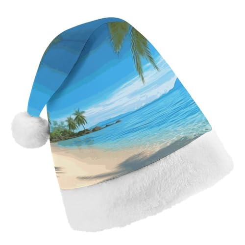 DWTJKMS Weihnachtsmütze, Weihnachtsmannmütze, Geschenk, Hüte, Weihnachten, Urlaub, Uni, hawaiianischer Strand mit Palmen, Weihnachtsmütze, Partyhut DWTJKMS Weihnachtsmütze, Weihnachtsmannmütze, Geschenk, Hüte, Weihnachten, Urlaub, Uni, hawaiianischer Strand mit Palmen, Weihnachtsmütze, Partyhut von DWTJKMS