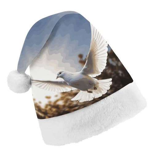 DWTJKMS Weihnachtsmütze, Weihnachtsmannmütze, Geschenk, Hüte, Weihnachten, Urlaub, Uni, weiße Taube fliegt in der Sonne, Weihnachtsmütze, Partyhut DWTJKMS Weihnachtsmütze, Weihnachtsmannmütze, Geschenk, Hüte, Weihnachten, Urlaub, Uni, weiße Taube fliegt in der Sonne, Weihnachtsmütze, Partyhut von DWTJKMS