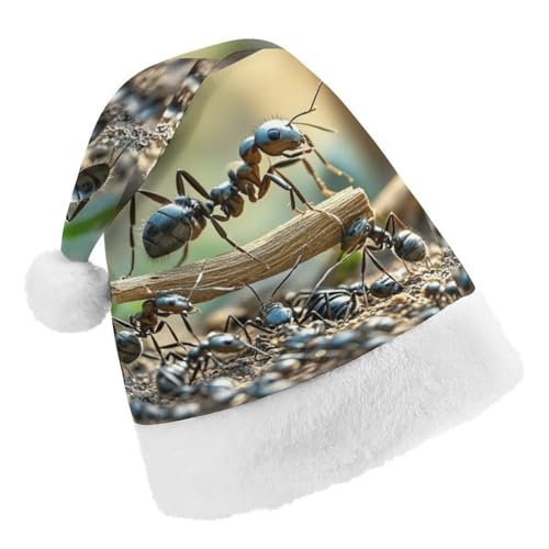 DWTJKMS Weihnachtsmütze, Weihnachtsmannmütze, Geschenk für Weihnachten, Urlaub, Uni, Ameisenbrücke, Weihnachtsmütze, Partyhut von DWTJKMS