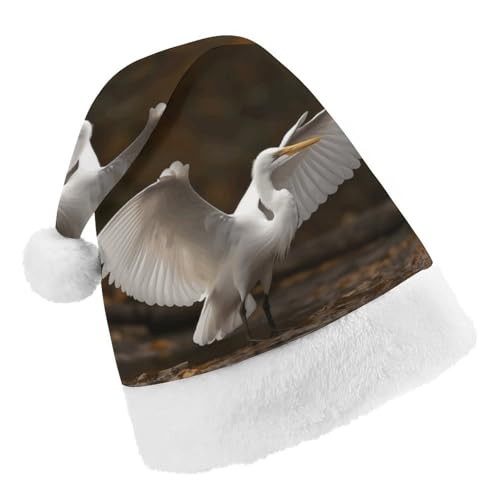 DWTJKMS Weihnachtsmütze, Weihnachtsmannmütze, Geschenk für Weihnachten, Urlaub, Uni, Egret, verbreitet seine Flügel, Weihnachtsmütze, Partyhut DWTJKMS Weihnachtsmütze, Weihnachtsmannmütze, Geschenk für Weihnachten, Urlaub, Uni, Egret, verbreitet seine Flügel, Weihnachtsmütze, Partyhut von DWTJKMS