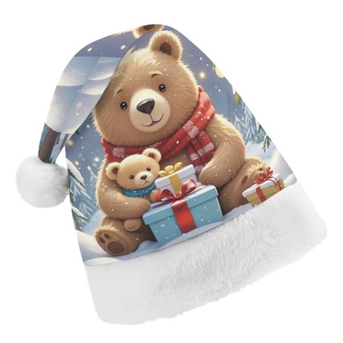 DWTJKMS Weihnachtsmütze, Weihnachtsmannmütze, Geschenk für Weihnachten, Urlaub, Uni, großer Bär, Umarmungen, kleiner Bär, Weihnachtsmütze, Partyhut DWTJKMS Weihnachtsmütze, Weihnachtsmannmütze, Geschenk für Weihnachten, Urlaub, Uni, großer Bär, Umarmungen, kleiner Bär, Weihnachtsmütze, Partyhut von DWTJKMS