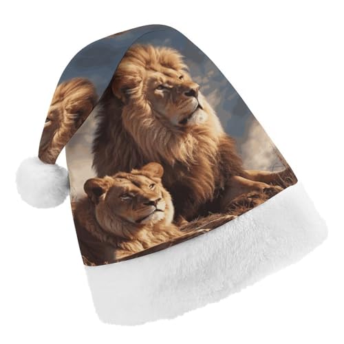 DWTJKMS Weihnachtsmütze, Weihnachtsmannmütze, Geschenk für Weihnachten, Urlaub, Uni, zwei Löwen, Weihnachtsmütze, Partyhut DWTJKMS Weihnachtsmütze, Weihnachtsmannmütze, Geschenk für Weihnachten, Urlaub, Uni, zwei Löwen, Weihnachtsmütze, Partyhut von DWTJKMS