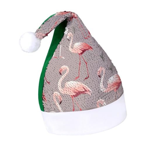 DWTJKMS Weihnachtsmütze mit Flamingo-Muster, klassische Fell-Weihnachtsmütze, dick, mit Pailletten, lustige Wintermütze DWTJKMS Weihnachtsmütze mit Flamingo-Muster, klassische Fell-Weihnachtsmütze, dick, mit Pailletten, lustige Wintermütze von DWTJKMS