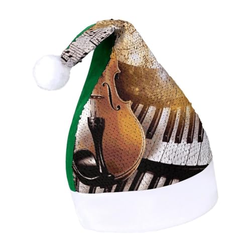 DWTJKMS Weihnachtsmütze mit Klavier- und Violin-Musiknoten, klassischer Pelzmütze, dicker Weihnachtsmütze, Partyhut mit Pailletten, lustige Wintermütze DWTJKMS Weihnachtsmütze mit Klavier- und Violin-Musiknoten, klassischer Pelzmütze, dicker Weihnachtsmütze, Partyhut mit Pailletten, lustige Wintermütze von DWTJKMS