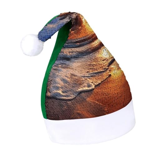 DWTJKMS Weihnachtsmütze mit Sonnenaufgang am Strand, klassische Fellmütze, dicke Weihnachtsmütze, Partyhut mit Pailletten, lustige Urlaubs-Wintermütze DWTJKMS Weihnachtsmütze mit Sonnenaufgang am Strand, klassische Fellmütze, dicke Weihnachtsmütze, Partyhut mit Pailletten, lustige Urlaubs-Wintermütze von DWTJKMS