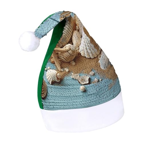 DWTJKMS Weihnachtsmütze mit Strandmotiv und Muscheln, klassischer Pelzmütze, dick, mit Pailletten, lustige Wintermütze DWTJKMS Weihnachtsmütze mit Strandmotiv und Muscheln, klassischer Pelzmütze, dick, mit Pailletten, lustige Wintermütze von DWTJKMS