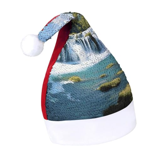 DWTJKMS Weihnachtsmütze mit Wasserfällen auf dem Fluss Krka, klassischer Pelzmütze, dick, mit Pailletten, lustige Wintermütze DWTJKMS Weihnachtsmütze mit Wasserfällen auf dem Fluss Krka, klassischer Pelzmütze, dick, mit Pailletten, lustige Wintermütze von DWTJKMS