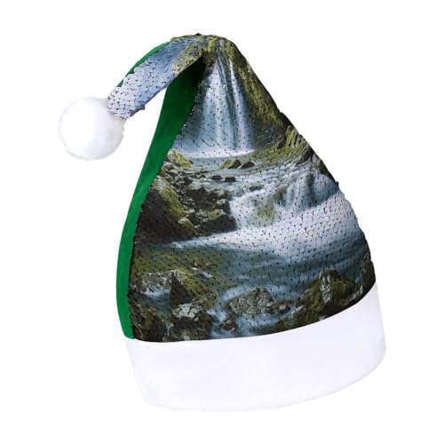 DWTJKMS Weihnachtsmütze mit Wasserfall-Landschaftsmalerei, klassischer Pelz-Hut, dick, Weihnachtsparty-Hut mit Pailletten, lustige Wintermütze DWTJKMS Weihnachtsmütze mit Wasserfall-Landschaftsmalerei, klassischer Pelz-Hut, dick, Weihnachtsparty-Hut mit Pailletten, lustige Wintermütze von DWTJKMS