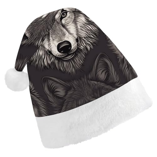 DWTJKMS Weihnachtsmütze mit Wolfskopf-Muster, klassische Weihnachtsmütze, dick, für Weihnachten, Party, lustig, für Erwachsene, Uni DWTJKMS Weihnachtsmütze mit Wolfskopf-Muster, klassische Weihnachtsmütze, dick, für Weihnachten, Party, lustig, für Erwachsene, Uni von DWTJKMS