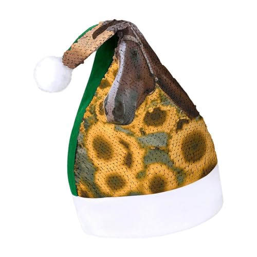 DWTJKMS Weihnachtsmütze mit gelbem Sonnenblumenpferd, klassischer Pelzmütze, dick, mit Pailletten, lustige Wintermütze DWTJKMS Weihnachtsmütze mit gelbem Sonnenblumenpferd, klassischer Pelzmütze, dick, mit Pailletten, lustige Wintermütze von DWTJKMS