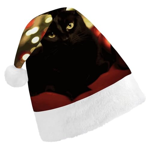 DWTJKMS Weihnachtsmütze mit schwarzer Katze, klassische Weihnachtsmütze, dicke Weihnachtsmütze, Partyhut, lustige Urlaubsmütze für Uni Erwachsene DWTJKMS Weihnachtsmütze mit schwarzer Katze, klassische Weihnachtsmütze, dicke Weihnachtsmütze, Partyhut, lustige Urlaubsmütze für Uni Erwachsene von DWTJKMS