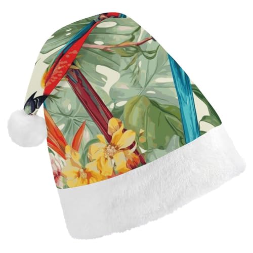 DWTJKMS Weihnachtsmütze mit tropischen Pflanzen und Papageien, klassische Weihnachtsmütze, dick, für Weihnachten, Party, lustig, für Erwachsene, Uni DWTJKMS Weihnachtsmütze mit tropischen Pflanzen und Papageien, klassische Weihnachtsmütze, dick, für Weihnachten, Party, lustig, für Erwachsene, Uni von DWTJKMS
